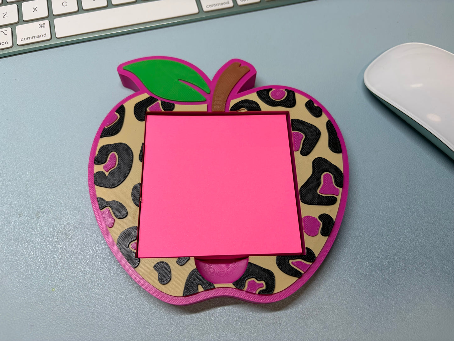Leopard Apple Sticky Note Holder- Teacher Desk Accessory
