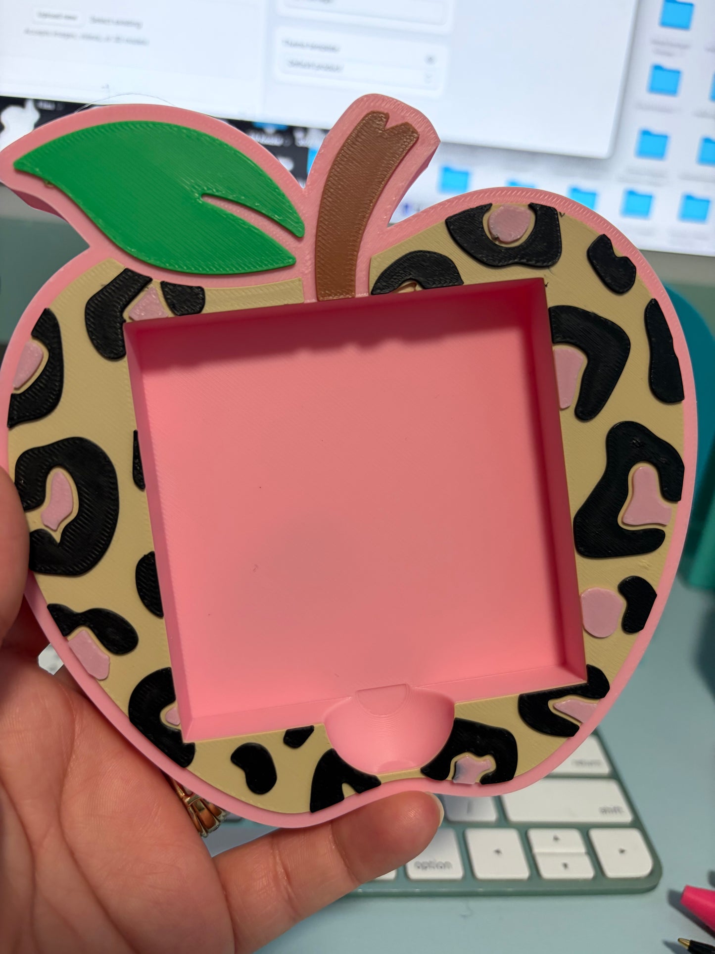 Leopard Apple Sticky Note Holder- Teacher Desk Accessory